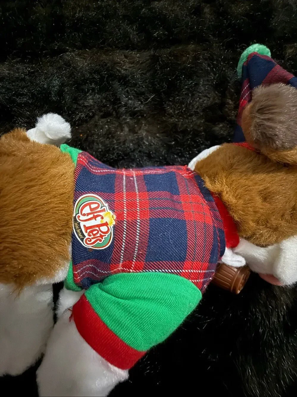 Elf On The Shelf Pet Dog Saint St Bernard Plaid Pajamas Shirt Hat Plush